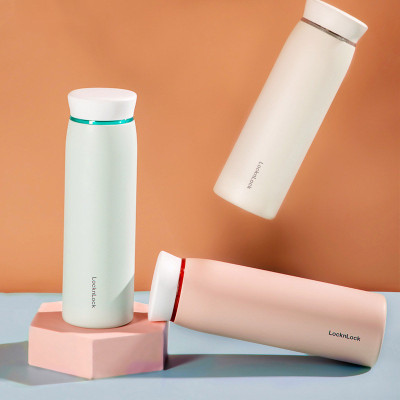 Bình giữ nhiệt LocknLock Feather Light Ring màu đen LHC4244BLK 460ml - Hàng chính hãng, có khay lưới lọc trà - JoyMall