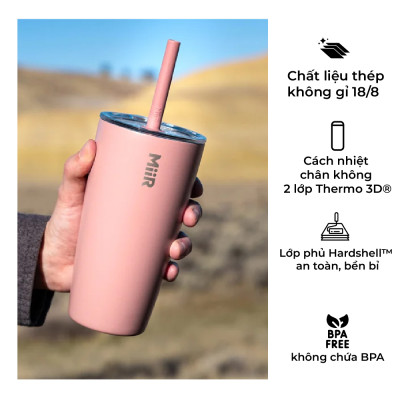 MiiR - Ly giữ nhiệt Tumbler Kèm Ống Hút - Màu Xanh Sương Mai/ Hồng Gỗ- 473ml