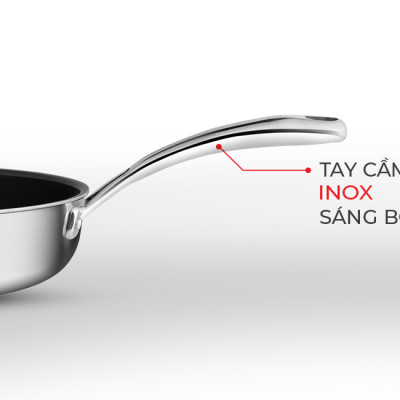 Chảo chống dính inox cao cấp 2 lớp đáy liền Tri-max size 20cm mã 3737[Elmich - 3737 size 20cm] 