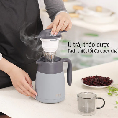 Bình ủ nhiệt iMat có phin lọc 1200ml / 1500ml / 2000ml ruột bình, phin lọc Inox 304, nắp tay cầm nhựa ABS cao cấp