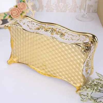 Hộp đựng khăn giấy đính hạt sang trọng (màu vàng)