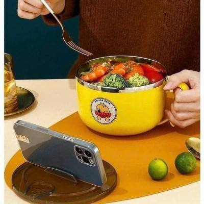 Ca Đựng Cháo Giữ Nhiệt, Ca Úp Mỳ, Tô khuấy Bột Ăn Dặm Cho Bé Hình Vịt Vàng Đáng Yêu - Hàng chính hãng