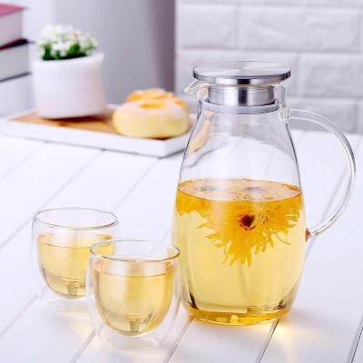 (SẴN) Combo 1 bình bầu 1.6L + 2 cốc 2 lớp 250ml, bộ bình cốc thủy tinh cao cấp, bình thủy tinh chịu nhiệt k chì