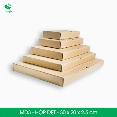 MD3 - 30x20x2.5cm - 100 Thùng hộp carton trơn đóng hàng