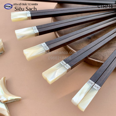 Đũa Trắc Việt Nam vuông đầu ốc viền Bạc hàng siêu cấp dành cho giới thượng lưu (10 đôi/hộp) CTH716TV - có thể làm quà biếu, tặng