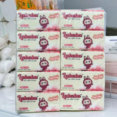 Phụ kiện nhà bếp -Combo 10 bịch giấy ăn Labubu 300 tờ - 4 lớp  / 1 gói siêu mềm mại siêu dai tiết kiệm và an toàn