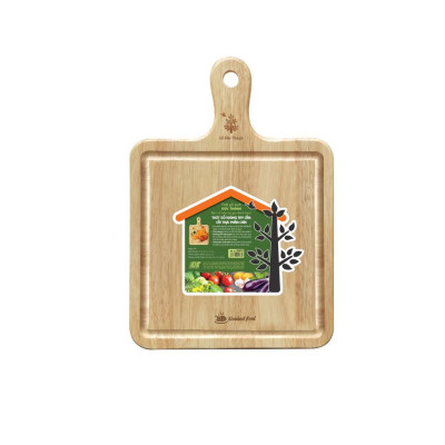 Thớt gỗ vuông tay cầm, thực phẩm chín | Gỗ Đức Thành - 05433