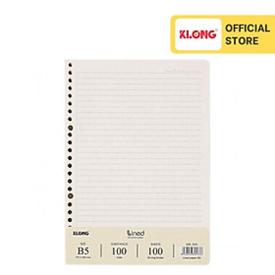 Ruột sổ còng kẻ ngang KLONG B5 100/76 - 100 tờ (200 trang); MS: 533