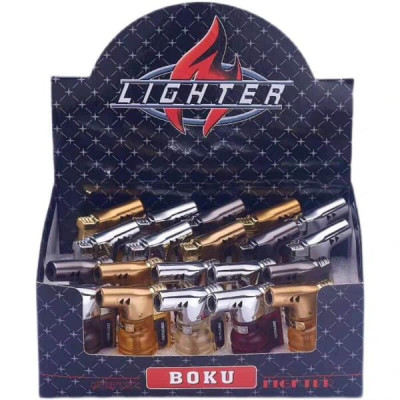 Vỏ hộp quẹt bật lửa khò 1tia có chốt lửa vòi kim loại, nhìn được dung lượng ga K953