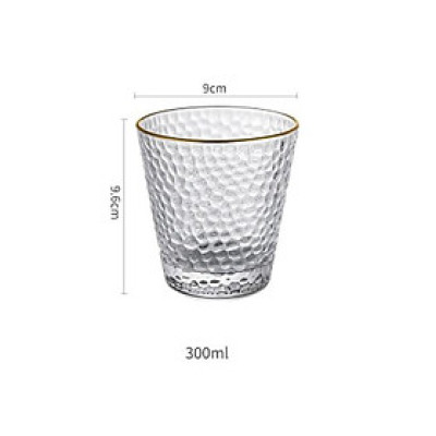 BỘ 6 CỐC THỦY TINH VIỀN VÀNG CAO CẤP | LY CHỊU NHIỆT DÁNG LOE, VÂN TRÁM DECOR SANG TRỌNG