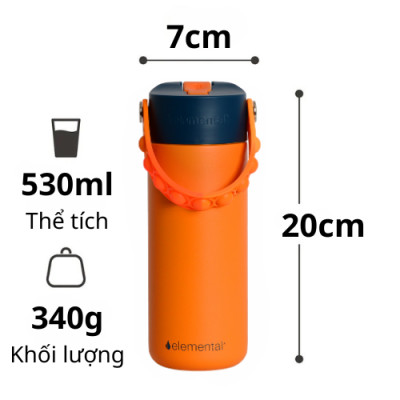 [Elemental chính hãng - Thương hiệu Mỹ] Bình giữ nhiệt Elemental Core 530ml, giữ nhiệt tốt, inox 304, an toàn sức khỏe 100%
