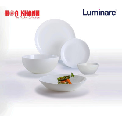 Tô Thủy Tinh Luminarc Diwali Trắng 21cm đựng thức ăn, cường lực, kháng vỡ - Bộ 3 cái - N3976