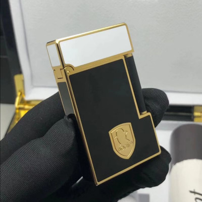 Vỏ Hột Quẹt Bật Lửa D upon Gas Đá D199V Họa Tiết Hoa Văn Cách Điệu Sơn Mài Khắc Hình Điệp Viên 007 Màu Đen Viền Vàng/Bạc