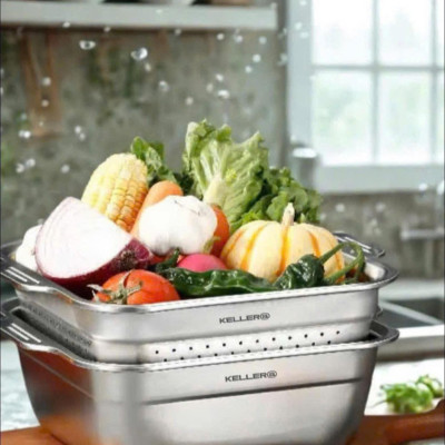 Set 3 Hộp Hút Chân Không Kèm Rổ Vuông Keller hàng chính hãng