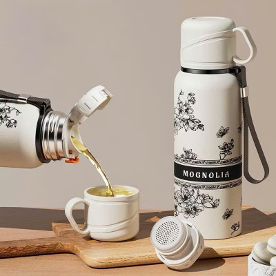 Bình Giữ Nhiệt Inox 800ml, Nắp Làm Cốc Uống Nước, Lưới Lọc Trà Cao Cấp - HÀNG CHÍNH HÃNG MINIIN