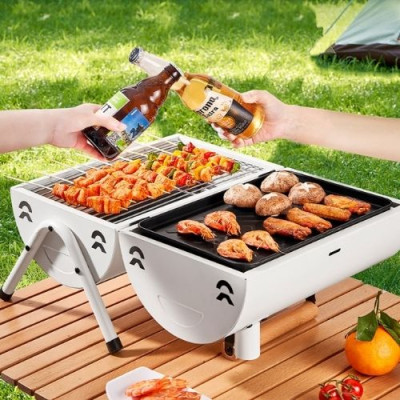 Lò nướng 2 mặt cao cấp Suncojia tặng dụng cụ hỗ trợ, giá nướng, vỉ nướng, có thể gấp gọn và di động