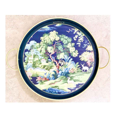  Khay đựng tròn có quai Magrace Paris họa tiết phong cảnh Hàng chính hãng