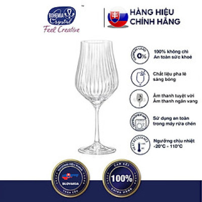 Ly rượu vang Pha lê Tulip Rona 450 ml xoáy Tiệp Khắc