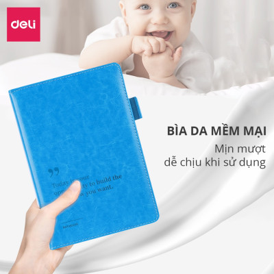 Sổ Da A5/A6/A7 Sổ Tay Bìa Da Kẻ Ngang Deli - 300 Trang Giấy Dày Chất Lượng Chống Nước Quà Tặng Sang Trọng