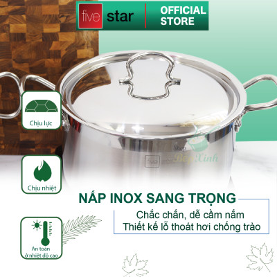 Nồi inox 3 đáy inox 430 FiveStar Standard nắp inox  ( 32cm ) , tặng 1 vá canh