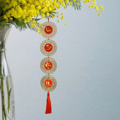 Combo 4 liễng treo Tết An Khang Thịnh Vượng, Vạn Sự Như Ý – Dây treo trang trí tết màu vàng,màu đỏ treo cây đào,trang trí cây mai