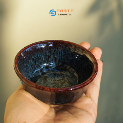 Bát Nước Chấm Tròn D8H4 Xanh Cẩm Lai, Gốm Sứ Cao Cấp Bát Tràng, Bát Nước Chấm Tiện Lợi