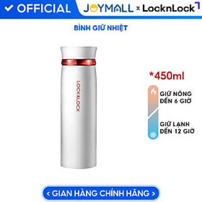 Bình Giữ Nhiệt 450ml Lock&Lock Feather Light màu trắng đỏ LHC4131WR, Hàng chính hãng - JoyMall