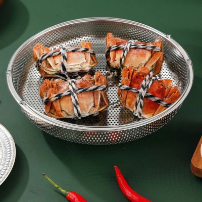 Khay Hấp Thức Ăn Inox 22.5Cm Có Quai Xách Kèm Chân Đế Đa Năng