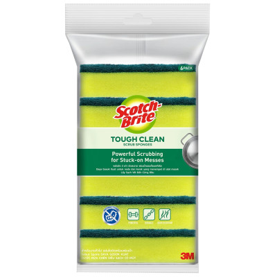 Gói 6 miếng rửa chén 2 mặt kháng khuẩn chống trầy Scotch-Brite 3M SB-MUTG6 - đa năng, 3 tác động làm sạch, độ bền cao, công nghệ độc quyền