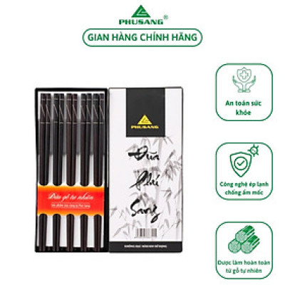 Hộp 10 đôi đũa mun ghép đen PHUSANG chất lượng cao không chất bản quản chống mốc thích hợp để đem đi tặng và dùng trong nhà hàng