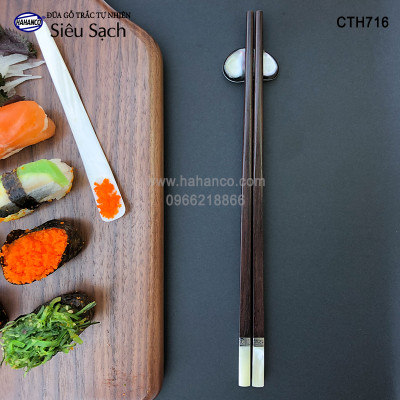 Đũa Trắc Việt Nam vuông đầu ốc viền Bạc hàng siêu cấp dành cho giới thượng lưu (10 đôi/hộp) CTH716TV - có thể làm quà biếu, tặng