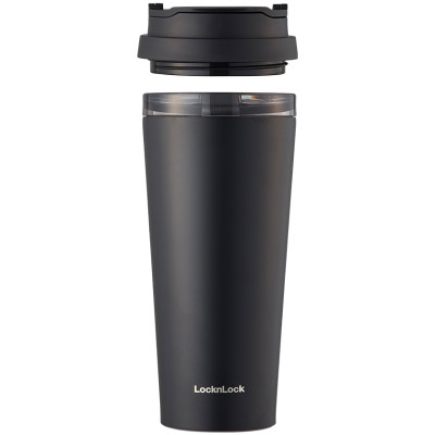 Bình giữ nhiệt LocknLock New Clip Tumbler màu đen LHC4279BLK 540ml, Hàng chính hãng, có 2 nắp thay thế - JoyMall
