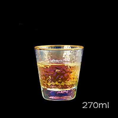 Ly thủy tinh chịu nhiệt miệng ly viền vàng thân ly 7 màu sắc
