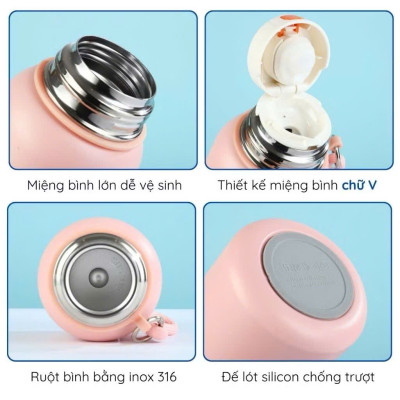 Bình Nước Giữ Nhiệt 450ML Mini Inox SUS 316 – Giữ Nhiệt Lâu, Dễ Dàng Mang Theo - HÀNG CHÍNH HÃNG MINIIN