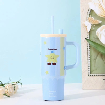 Ly Giữ Nhiệt Có Quai Cầm Họa Tiết Hình Dễ Thương Pastel Dung Tích 710ml Inox316 Giữ Nhiệt Tốt 6-8 Tiếng - HÀNG CHÍNH HÃNG MINIIN