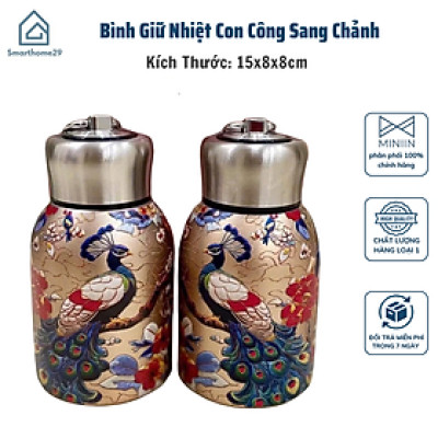 Bình Giữ Nhiệt Mini Con Công Sang Chảnh 300ml Lõi Inox Cao Cấp - Giữ Nhiệt Lâu, Dùng Đi Học Đi Làm - HÀNG CHÍNH HÃNG MINIIN