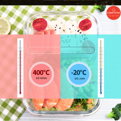 Bộ 3 hộp đựng cơm thủy tinh  COBA
