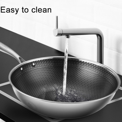 Chảo sâu lòng sử dụng công nghệ phủ chống dính là khoan khắc bề mặt inox 304 cao cấp DSP - Có 2 kích thước 32cm và 34cm - HÀNG NHẬP KHẨU