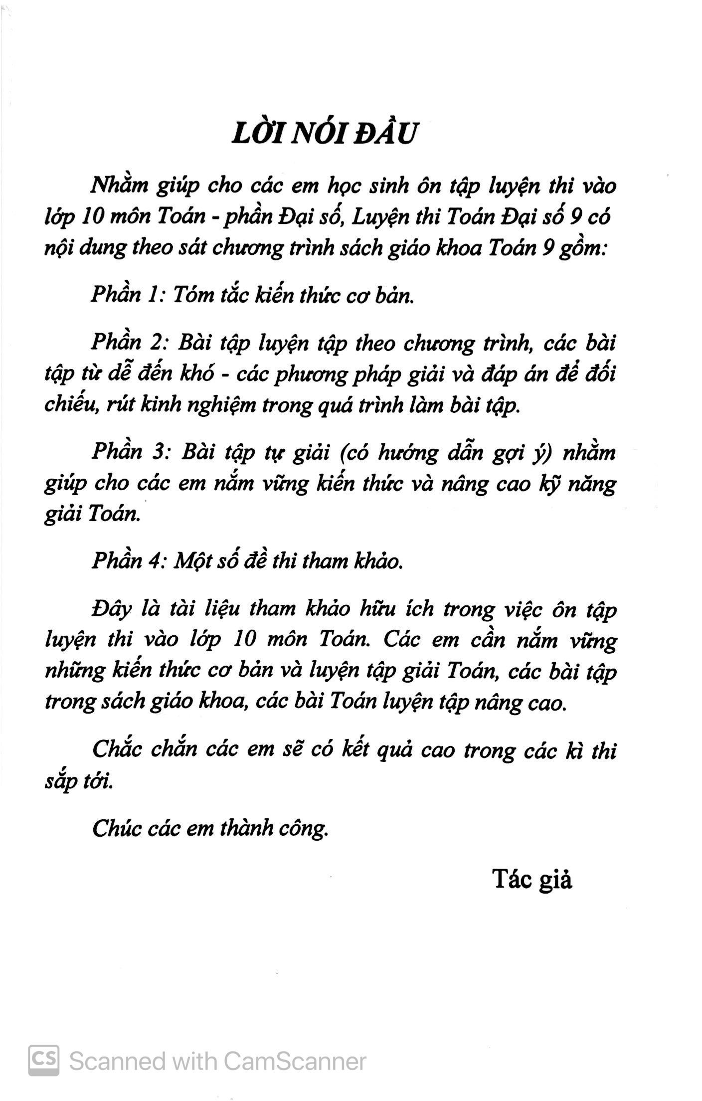 Luyện Thi Toán Đại Số Lớp 9