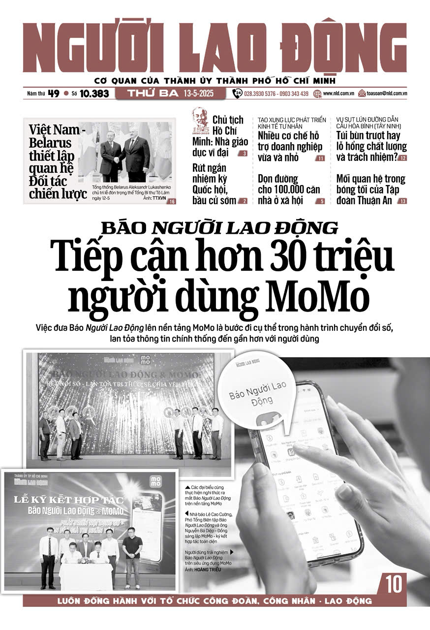 Nhật báo Người Lao Động từ ngày 12-05-2025 đến 18-05-2025