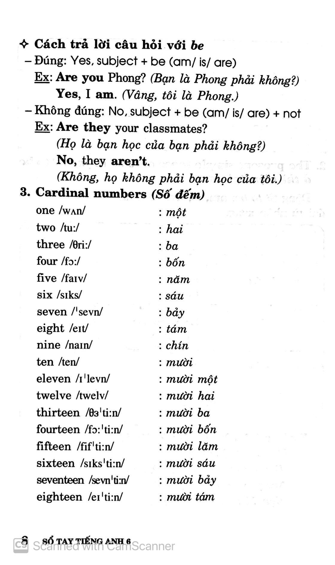 Sổ Tay Tiếng Anh Lớp 6