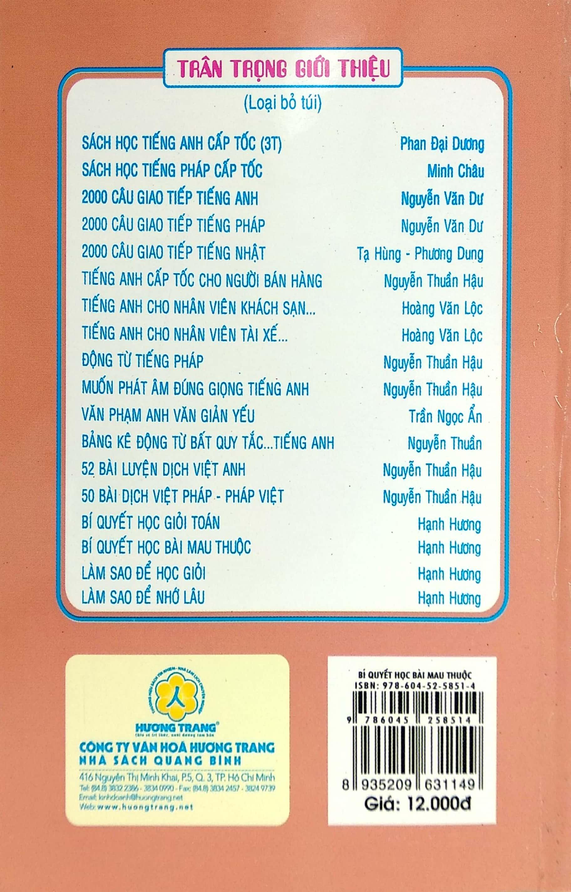 Bí Quyết Học Bài Mau Thuộc