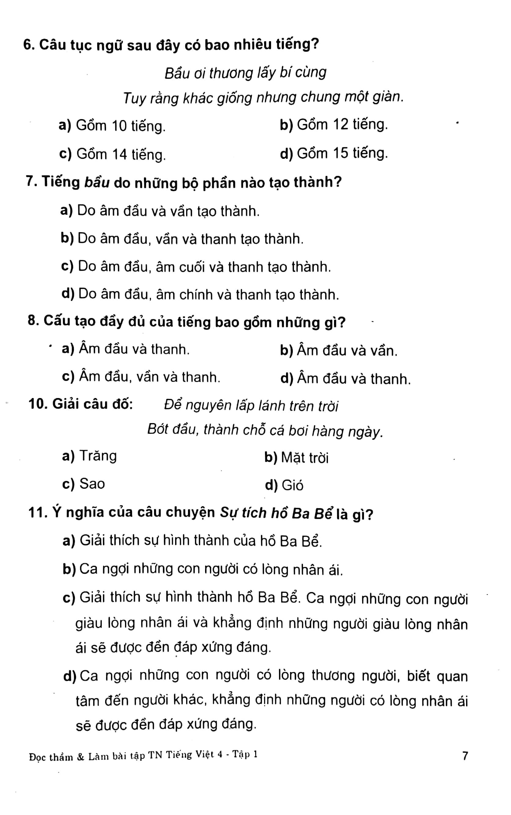 Đọc Thầm Và Làm Bài Tập Trắc Nghiệm Tiếng Việt 4 - Tập 1