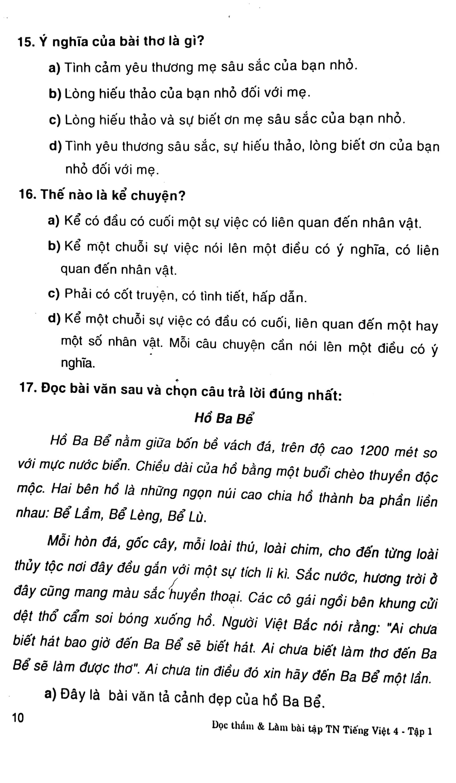 Đọc Thầm Và Làm Bài Tập Trắc Nghiệm Tiếng Việt 4 - Tập 1