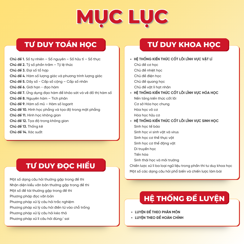Tốc chiến luyện đề đánh giá tư duy (Theo cấu trúc đề thi của Đại học Bách Khoa Hà Nội)