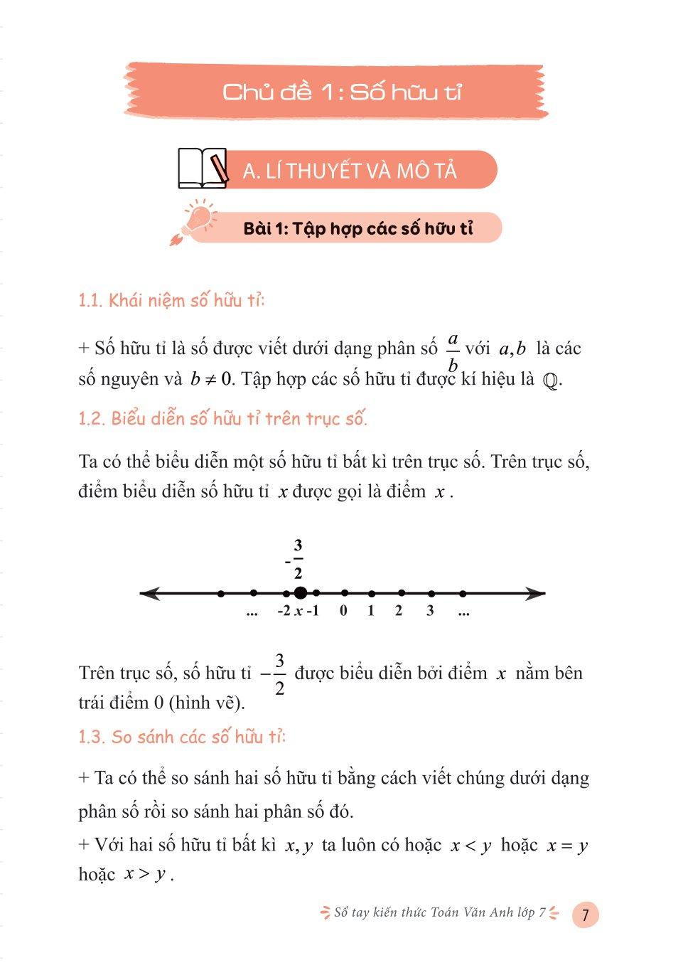 Sổ Tay Kiến Thức Toán-Văn-Anh Lớp 7