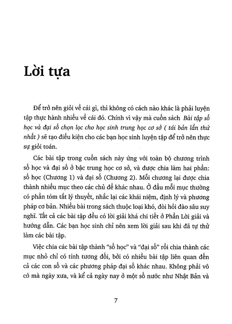 Bài Tập Số Học Và Đại Số Chọn Lọc Cho Học Sinh Trung Học Cơ Sở (Tái Bản Lần 1)