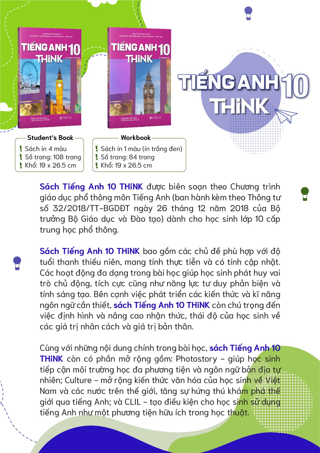 Sách Giáo Khoa Tiếng Anh 10 THiNK (Sách Bài Tập)