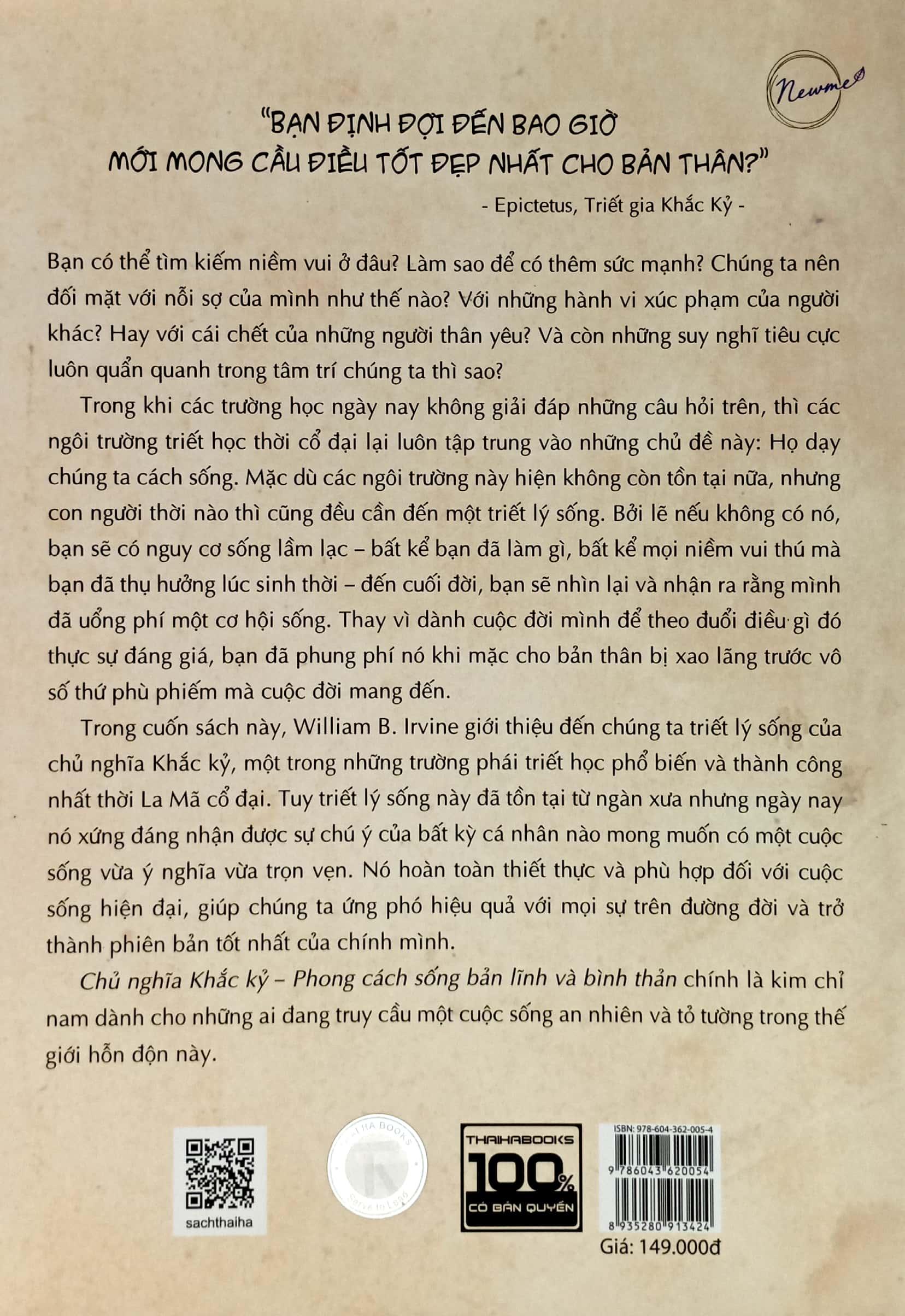 Chủ Nghĩa Khắc Kỷ - Phong Cách Sống Bản Lĩnh Và Bình Thản (Tái Bản)