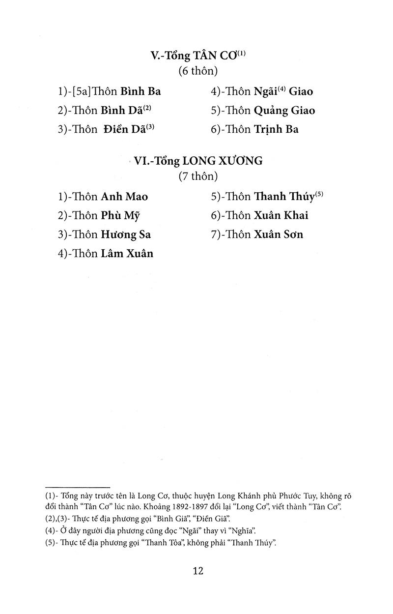 Nam Kỳ Địa Hạt Tổng Thôn Danh Hiệu Mục Lục - San Định Năm Nhâm Thìn 1892